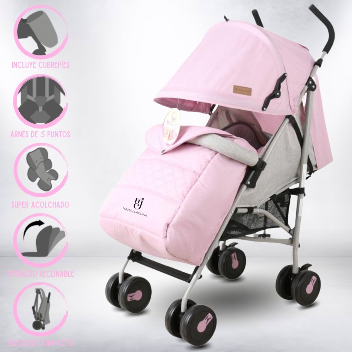 BABY HAPPY - Coche Bastón Deportivo «SAMMY DELUXE» Light Pink