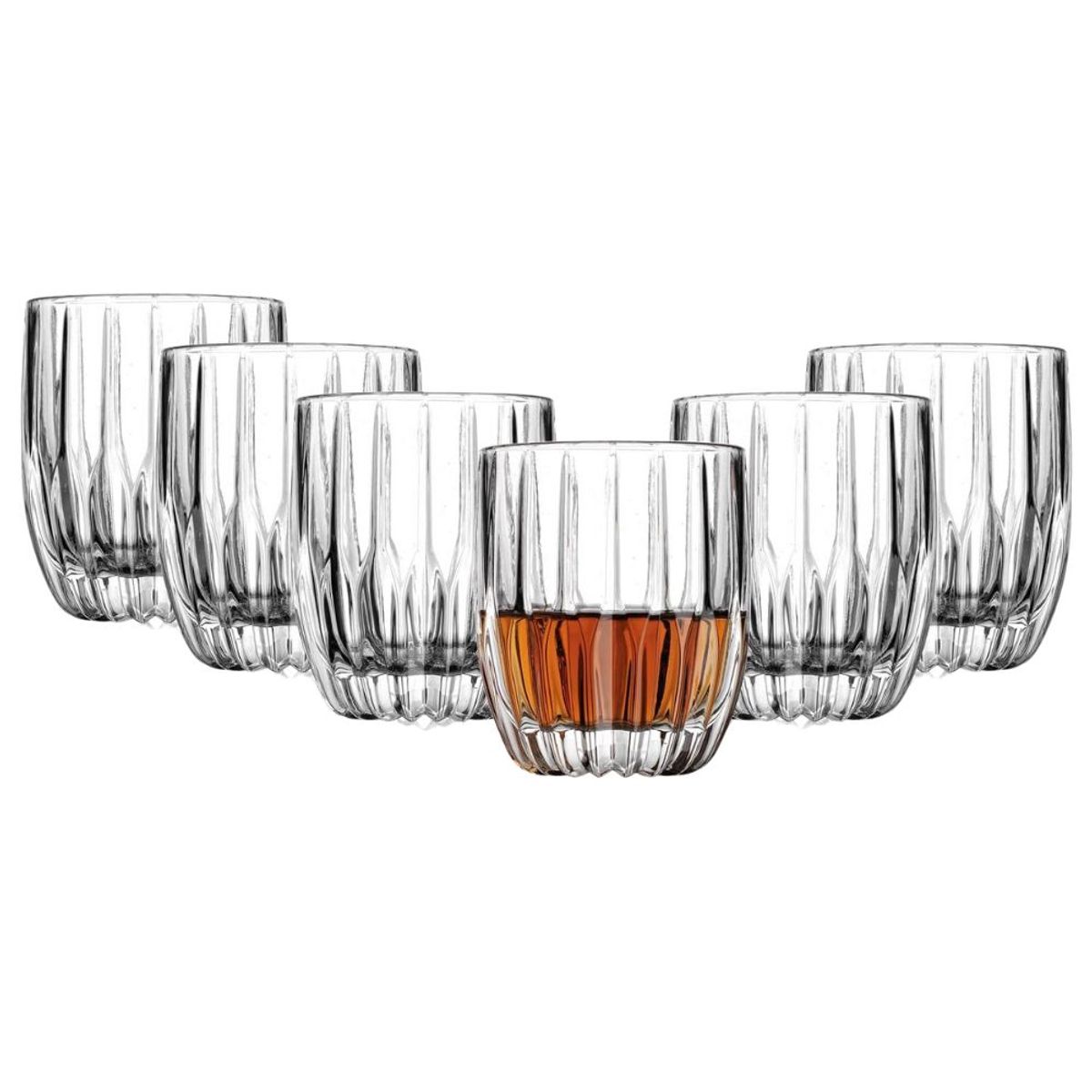 INSPIRA - Set de 6 Vasos de Whisky de Vidrio Labrado