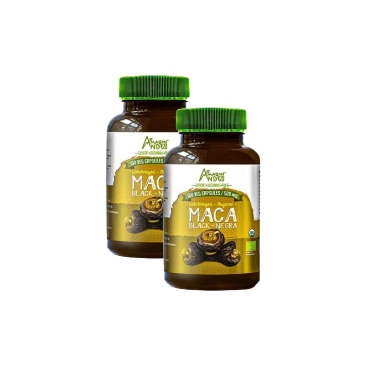 AMAZON ANDES - Pack x 2 Maca Negra Orgánico en cápsulas 100u - 500mg - Amazon Andes