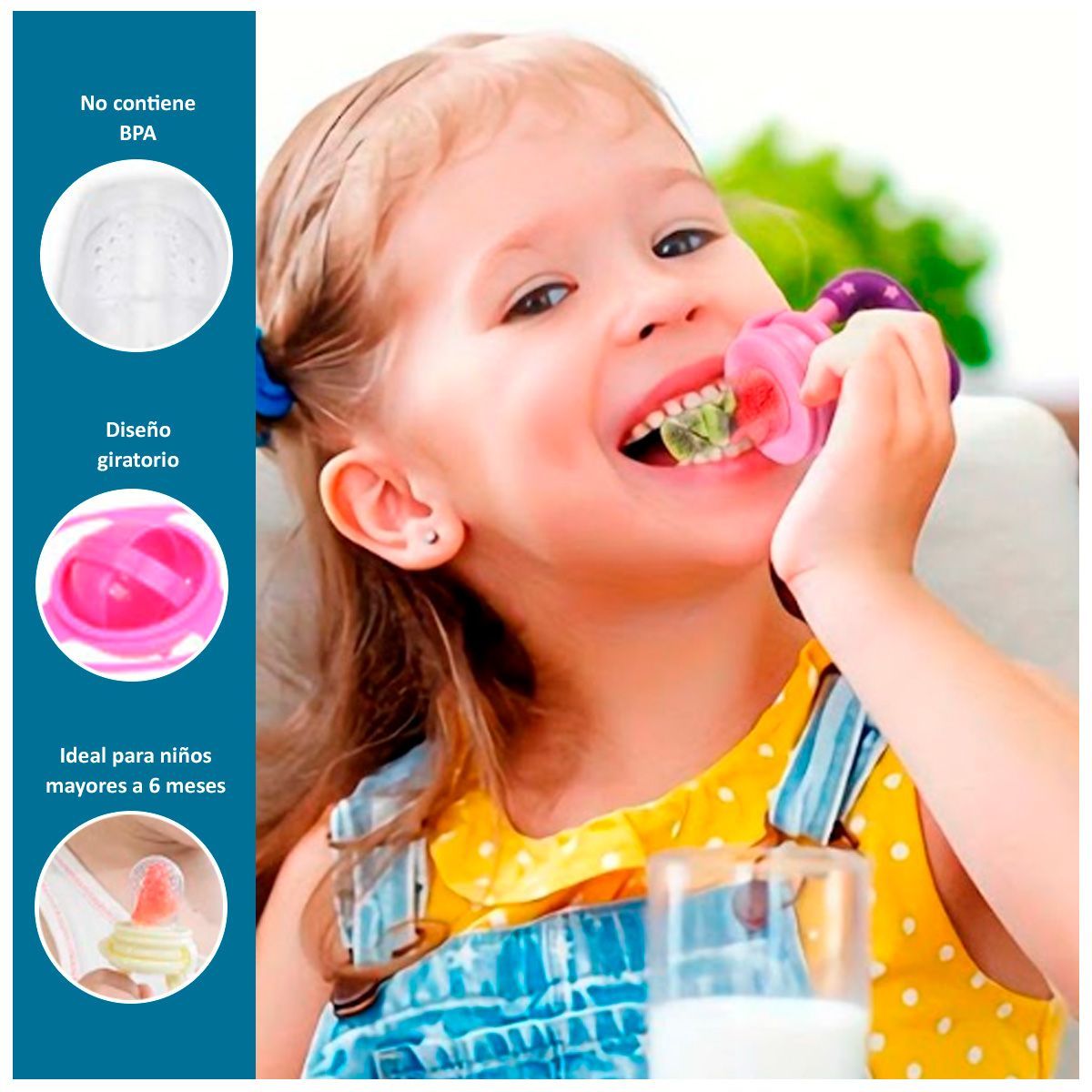 SASARU - Chupón Anti-ahogo Rosado - Plato Giratorio 360°