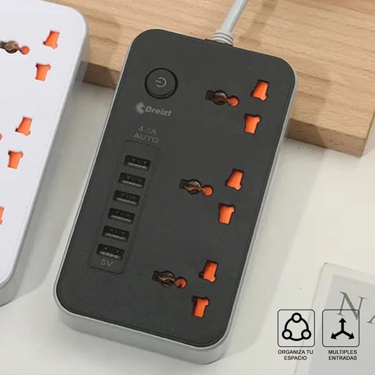 DREIZT - Extensión de Enchufe 6 USB 3 PowerSocket Universal HYC280046 Dreizt N
