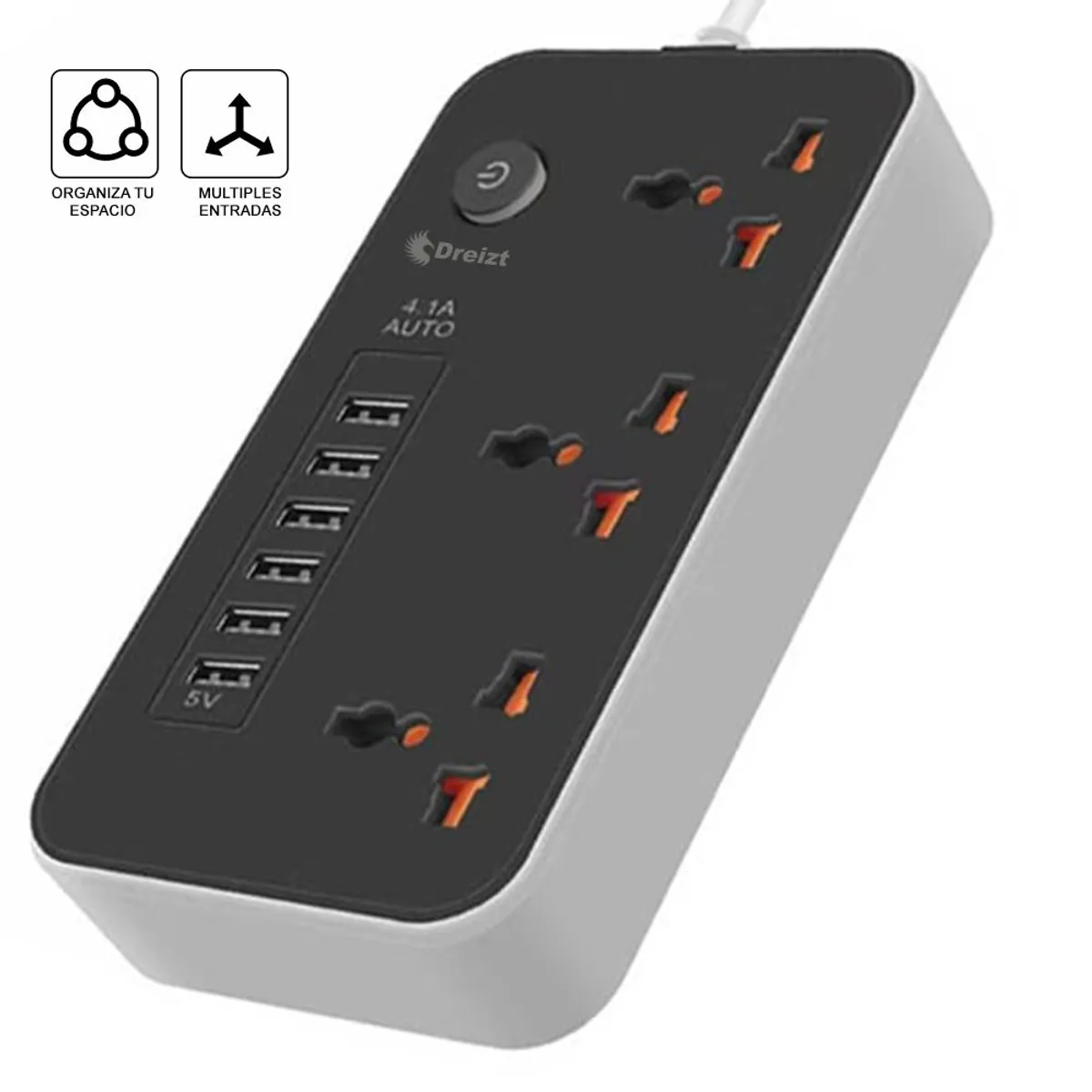 DREIZT - Extensión de Enchufe 6 USB 3 PowerSocket Universal HYC280046 Dreizt N