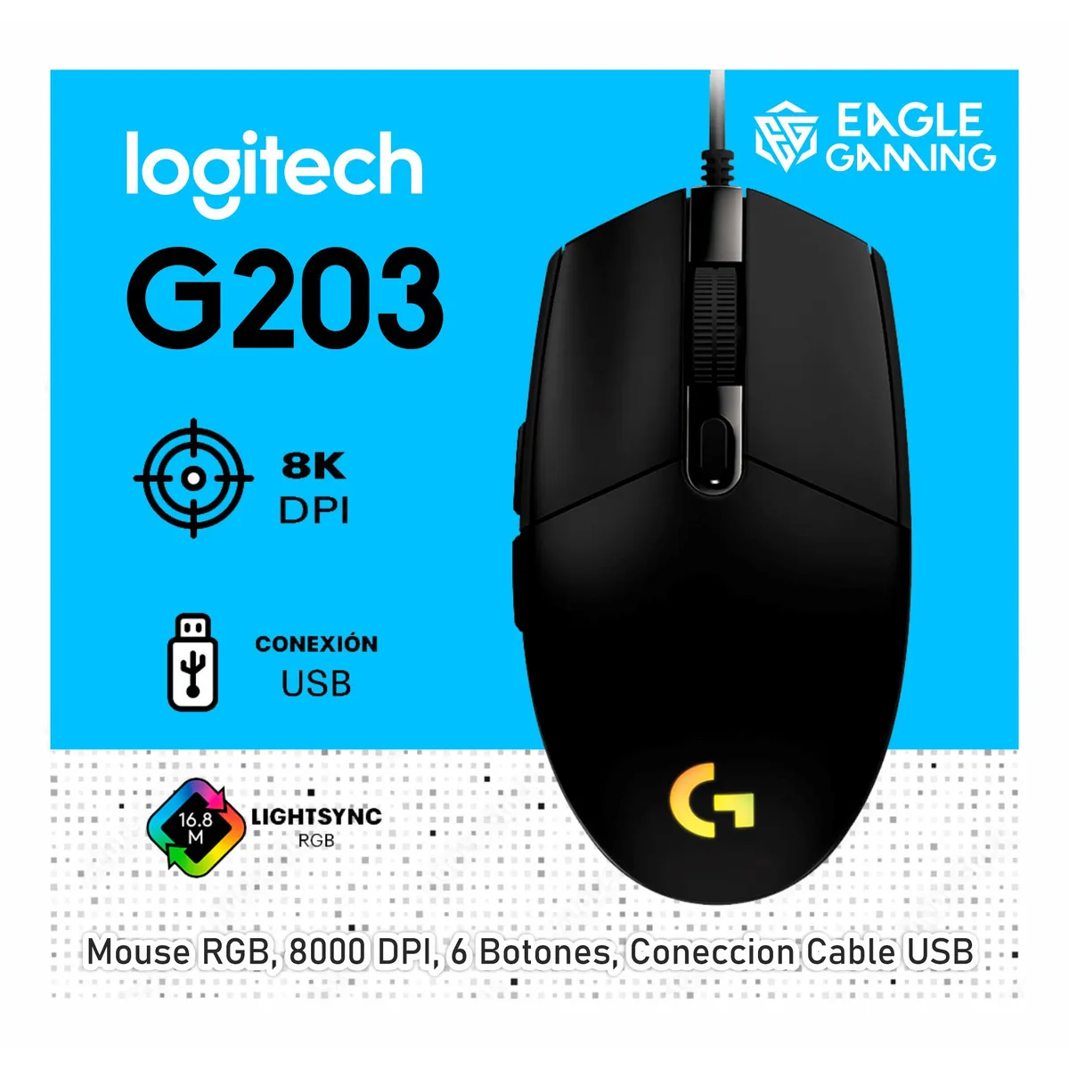 LOGITECH - Mouse Logitech G203 LIGHTSYNC RGB