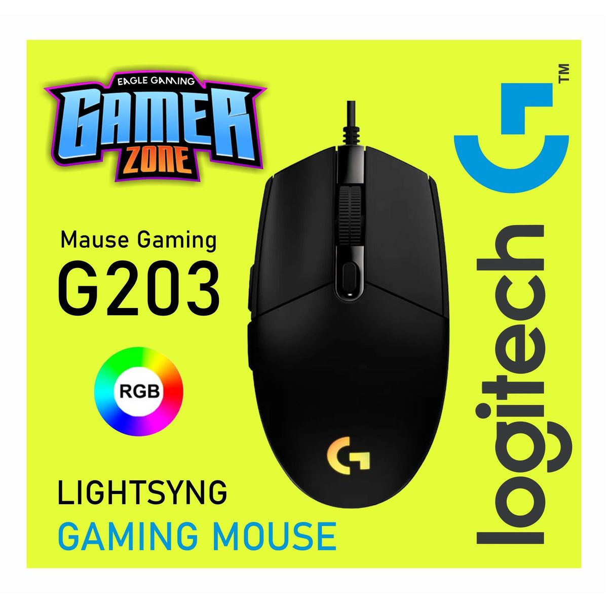 LOGITECH - Mouse Logitech G203 LIGHTSYNC RGB