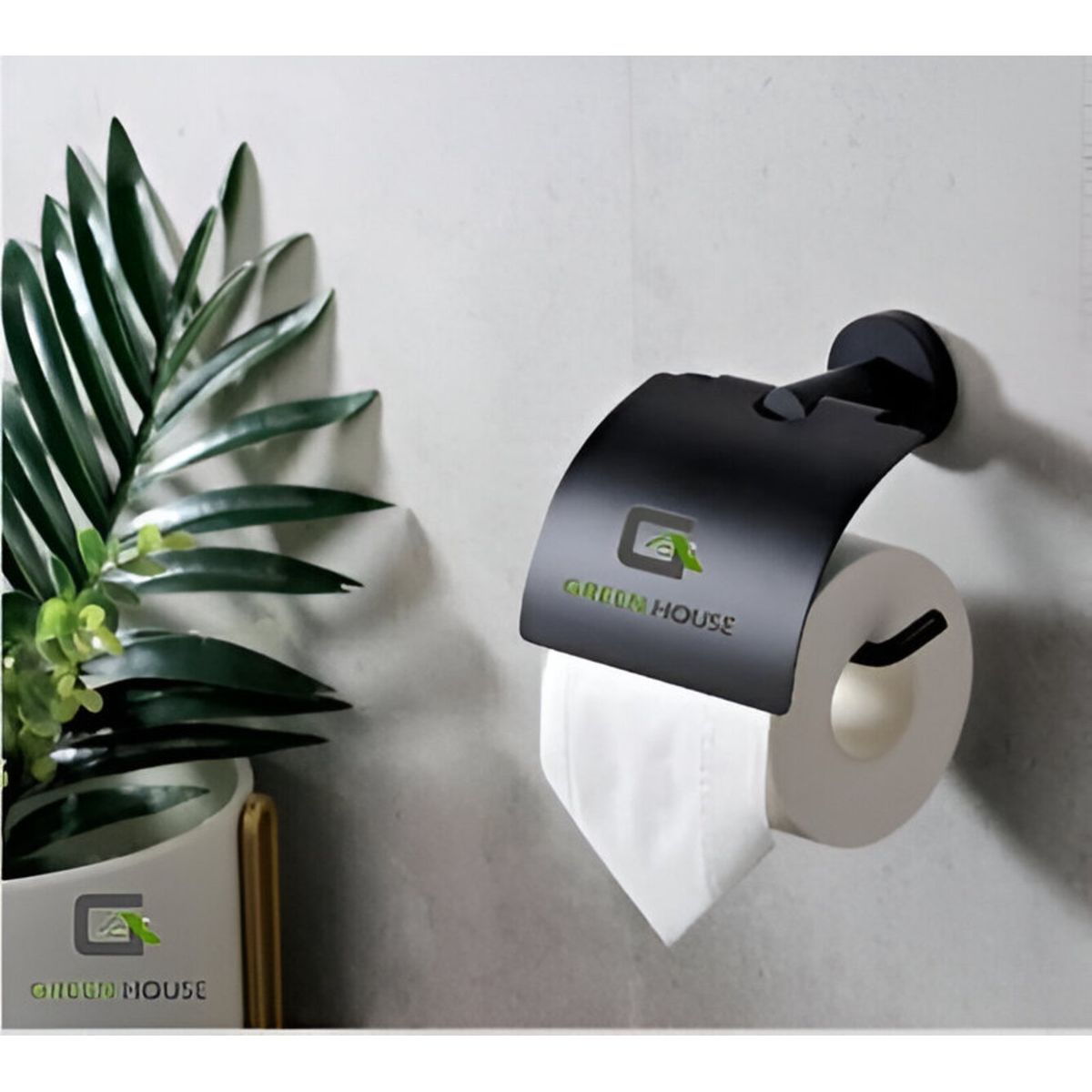 IMPORTADO MC - PORTAPAPEL HIGIENICO CON TAPA NEGRO MATE ACERO INOXIDABLE