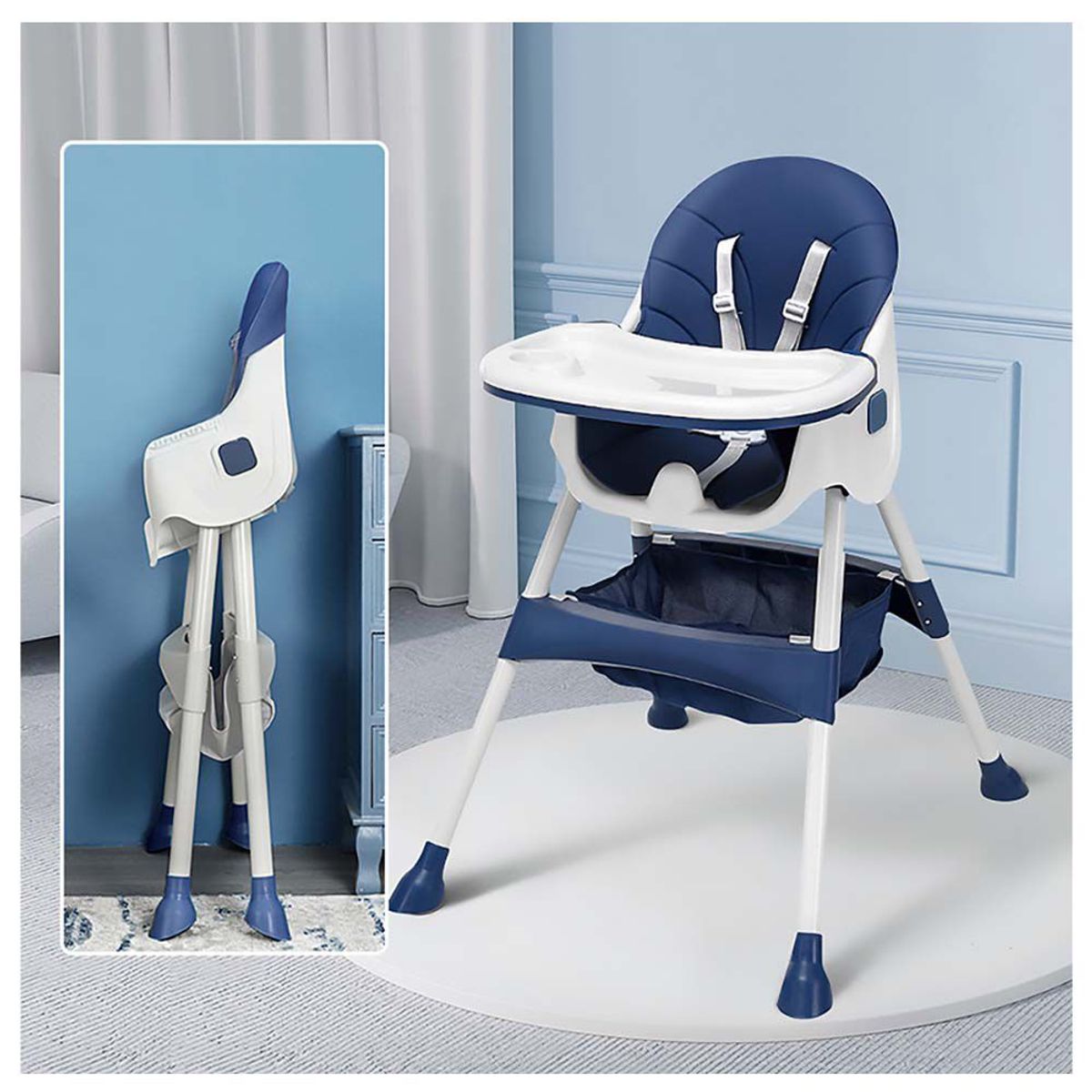 BABYKISS - SILLA DE COMER BABYKISS PLEGABLE AZUL RUEDAS