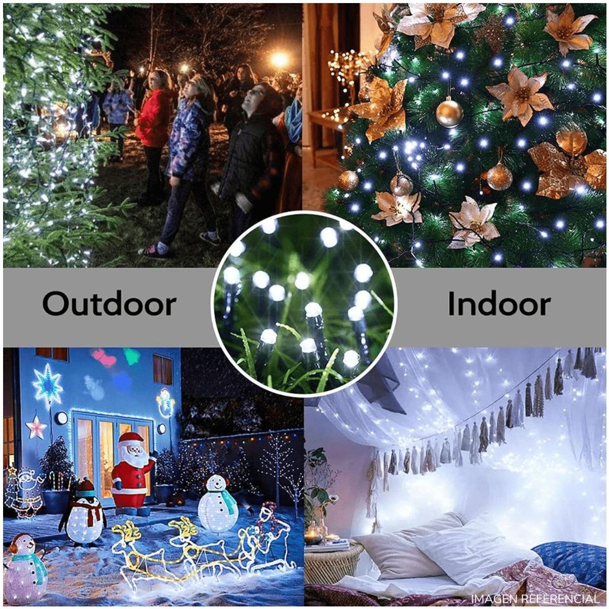 INSPIRA MARKET - Tira de 100 Luces LED Navideñas Luces Blancas