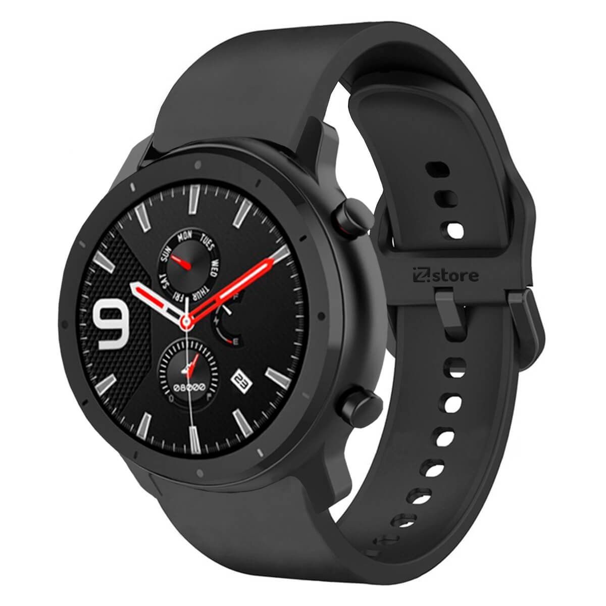 GENERICO - Correa Compatible Con Amazfit GTR 42mm Negro Hebilla 20mm