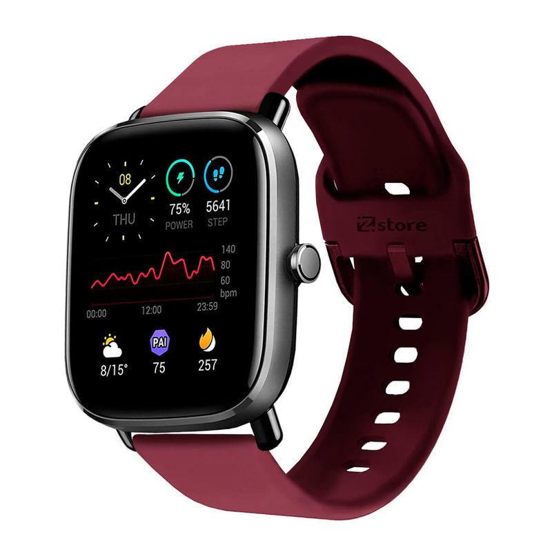 GENERICO - Correa Compatible Con Amazfit GTS 2 Vino Rojo Hebilla 20mm