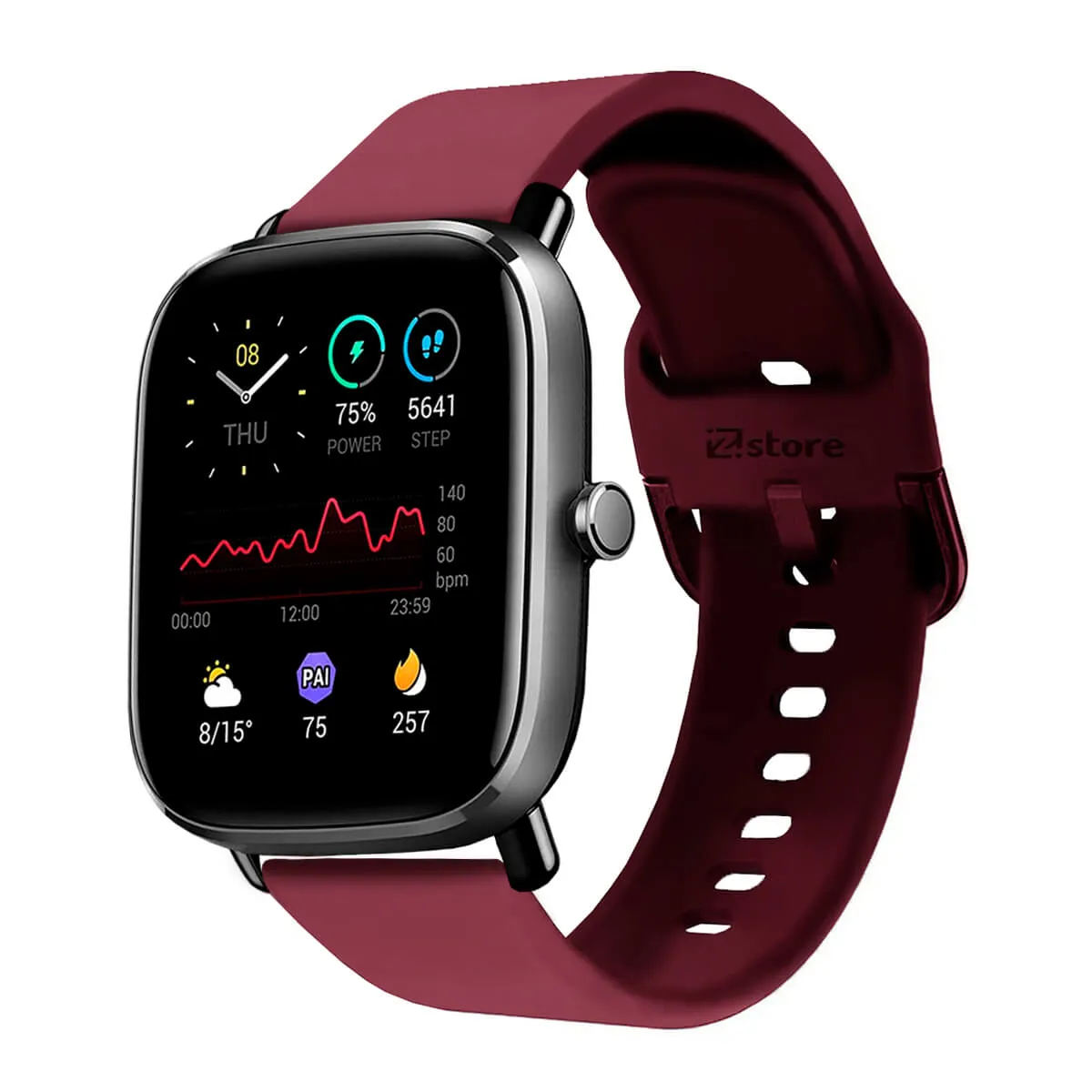 GENERICO - Correa Compatible Con Amazfit GTS2 Mini Vino Rojo Hebilla 20mm