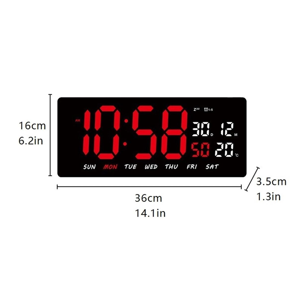 GENERICO - Reloj De Pared LED Con Calendario y Temperatura Ambiente