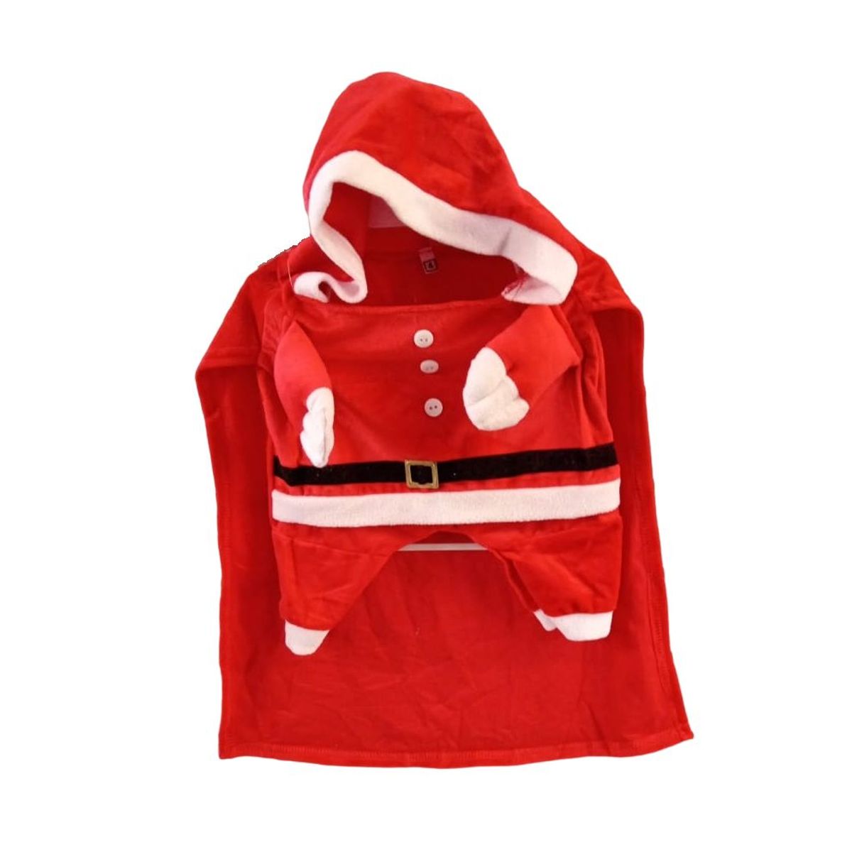 GENERICO - Traje Papa Noel paradito perros y/o gatos c/capucha Talla 1