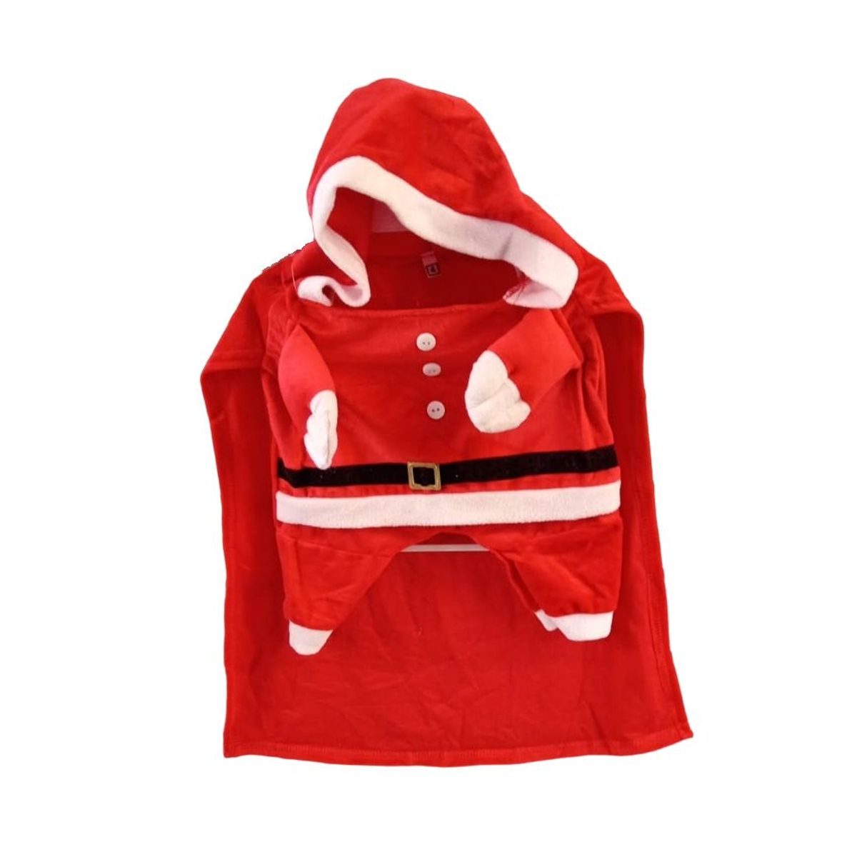 GENERICO - Traje Papa Noel paradito perros y/o gatos c/capucha Talla 1