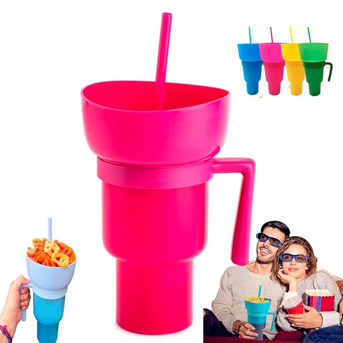 GENERICO - Vaso Snack 2 En 1 Botanero 950 Ml Cambia De Color