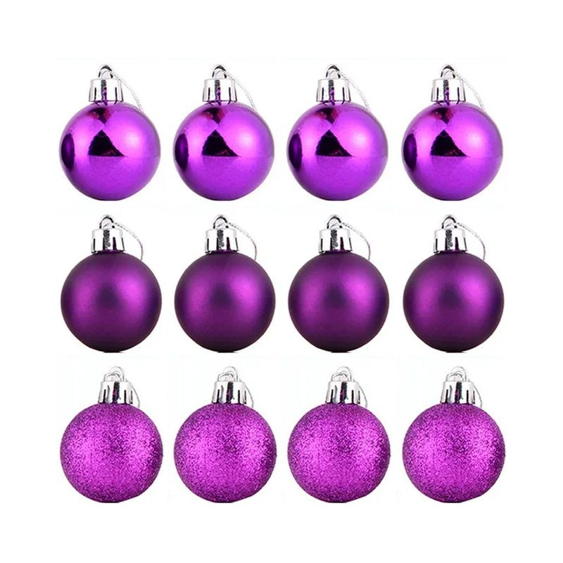 GENERICO - Bolas de Árbol Navidad Decoración Adorno Colgante 12 Piezas N°6 Morado
