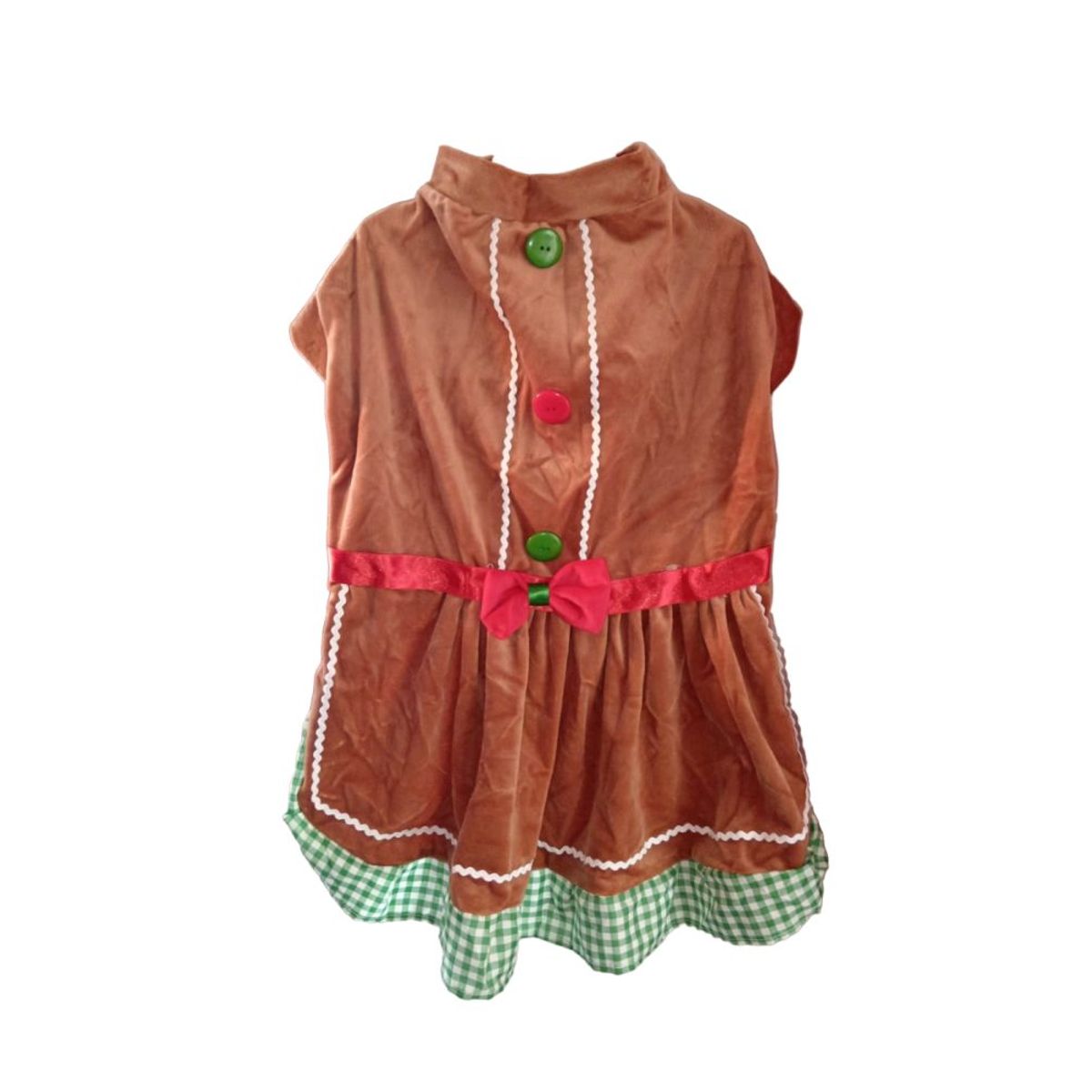 GENERICO - Vestido navideño galleta de jengibre perros y gato Talla 5