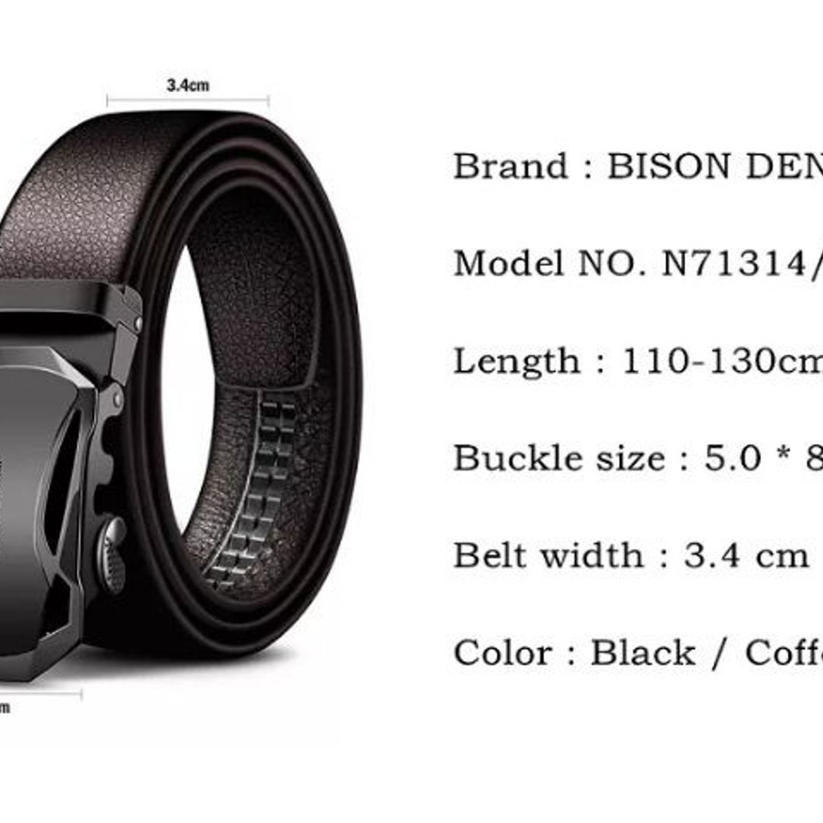 GENERICO - Correa Cinturon de Cuero Bison Denim Hebilla Automatica