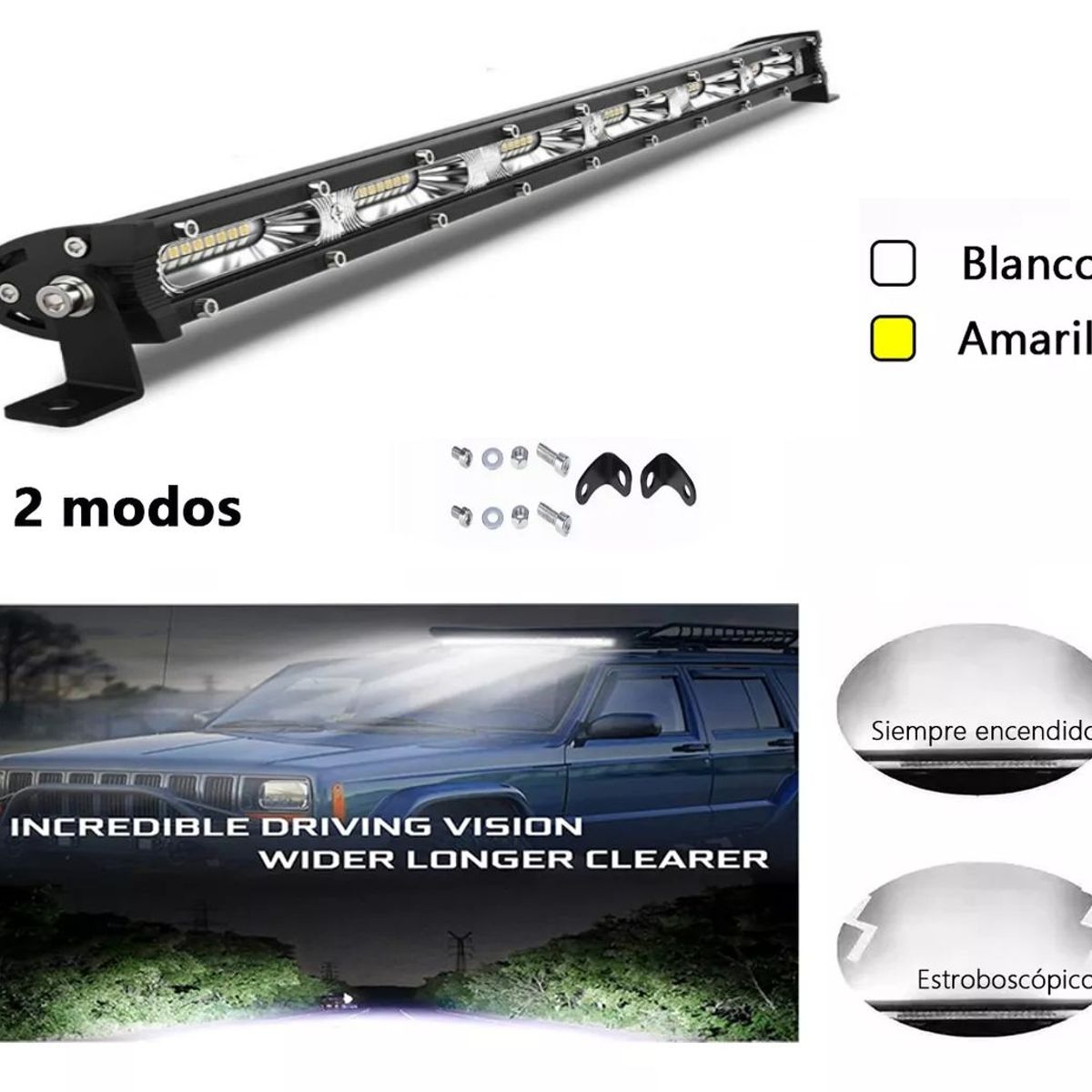 KOBO - Barra De Luz Iper Led Dual 50cm 54 Led 162w 4x4 Universal