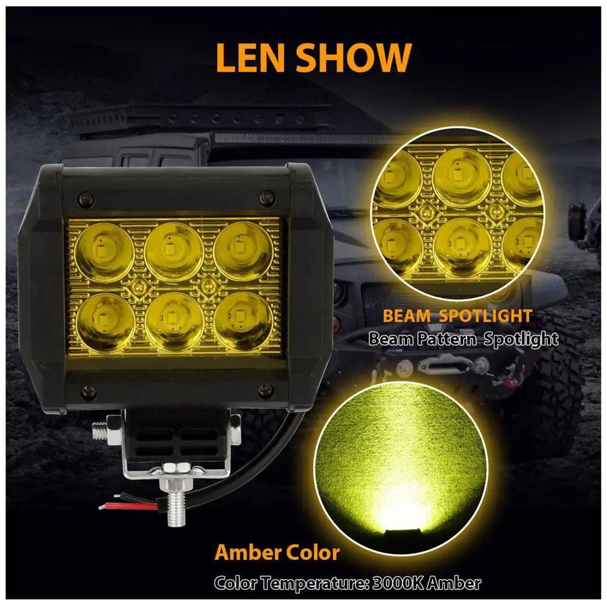 KOBO - Faro 6 Led Hiper Led Auxiliar 18w Amarillo Antiniebla 1pcs