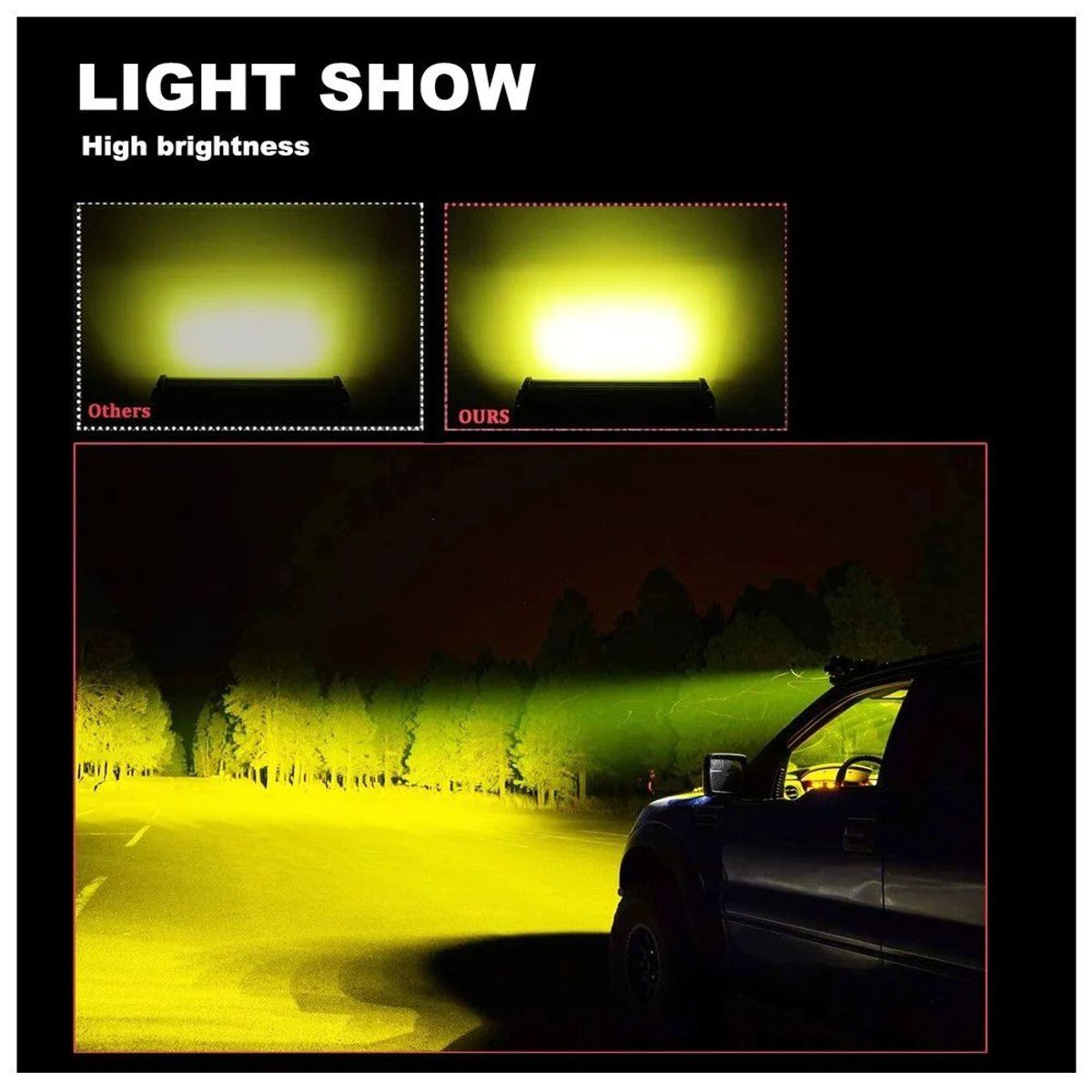 KOBO - Faro 24 Led Hiper Led Auxiliar 36w Amarillo Antiniebla Fijo