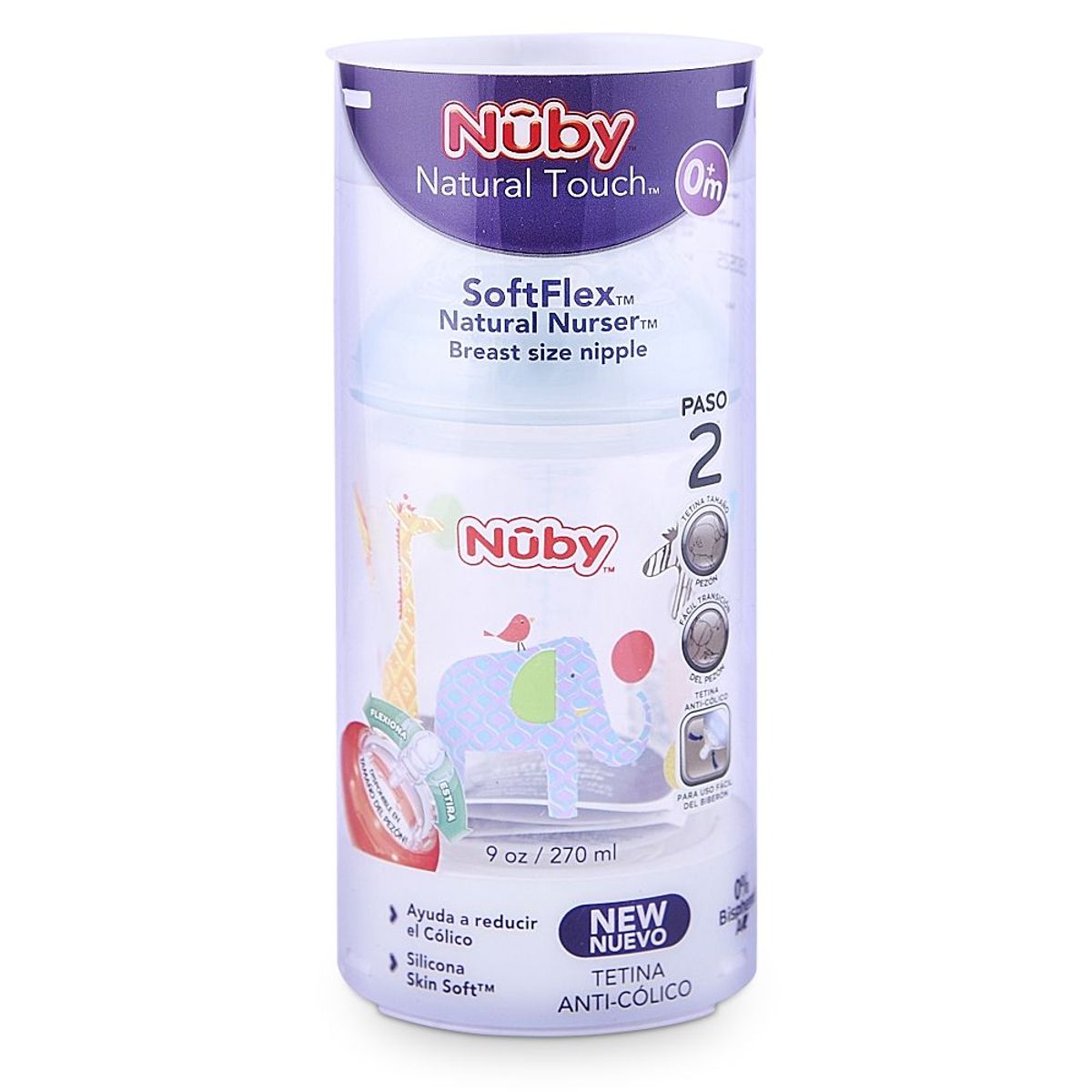 NUBY - Biberón  Natural Touch Biberón 270 ml. Celeste