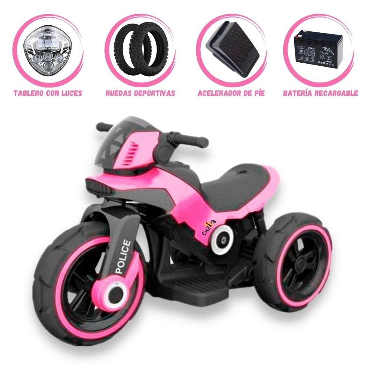 VOYAGE - Trimoto a Batería para Niños «POLICE» MP3 Pink