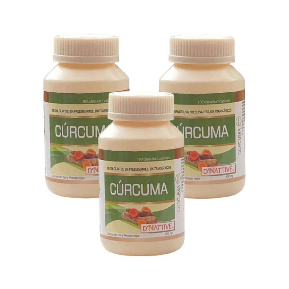 GENERICO - Pack x 3 Cúrcuma en cápsulas 100u - 500mg - DNattive