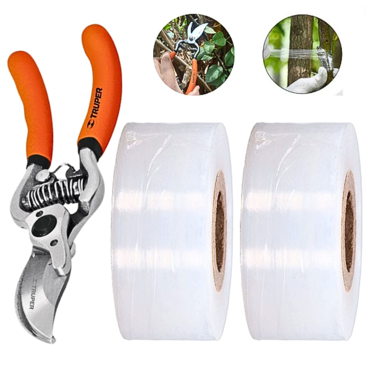 GENERICO - kit injerto tijera para poda, 2 cintas de injerto stretch film TRUPER