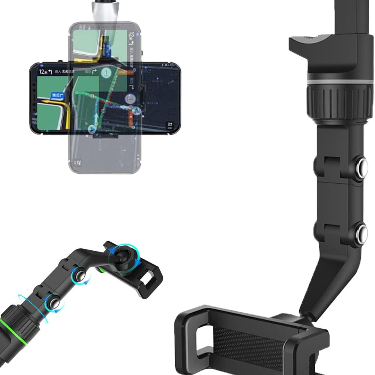 GENERICO - Soporte De Teléfono Para Espejo Retrovisor De 360° Para Auto