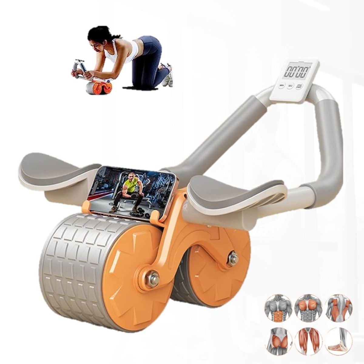 GENERICO - RUEDA ABDOMIONAL CON 2 CODERAS Y PANTALLA LCD PARA ENTRENAR