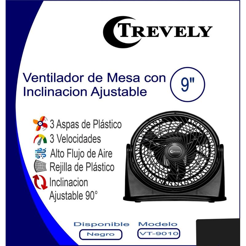 TREVELY - Ventilador de Mesa TREVELY VT-9010 40W - negro
