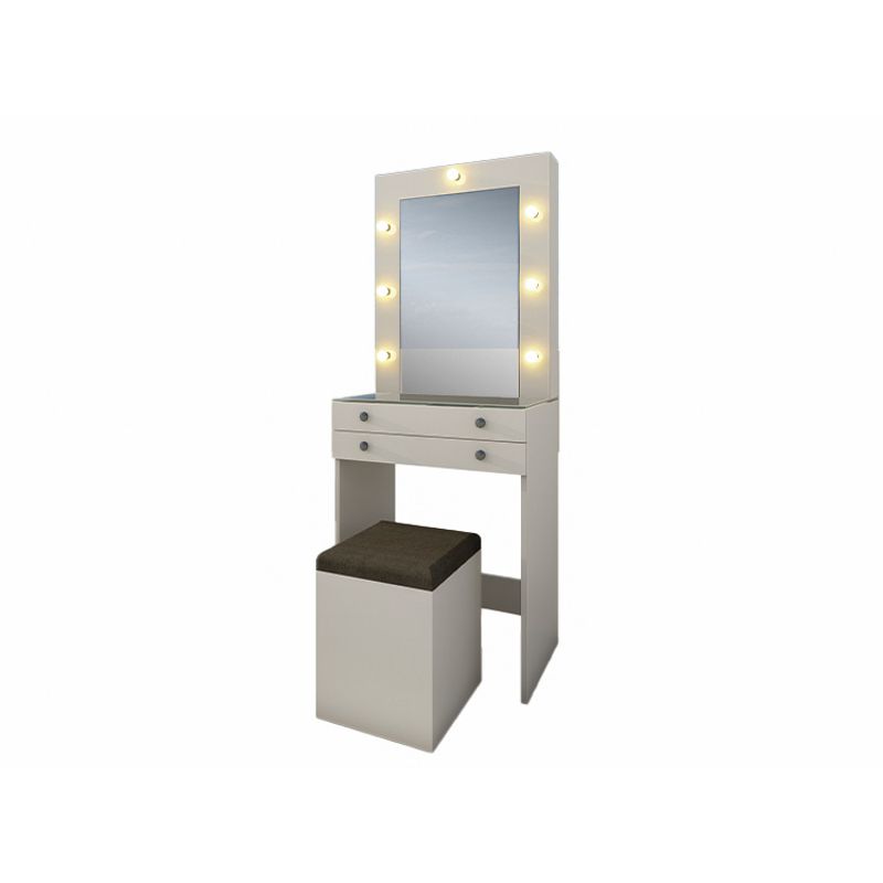 BARAKA HOME - Tocador Joyero Con Espejo Sandur Puff - Blanco
