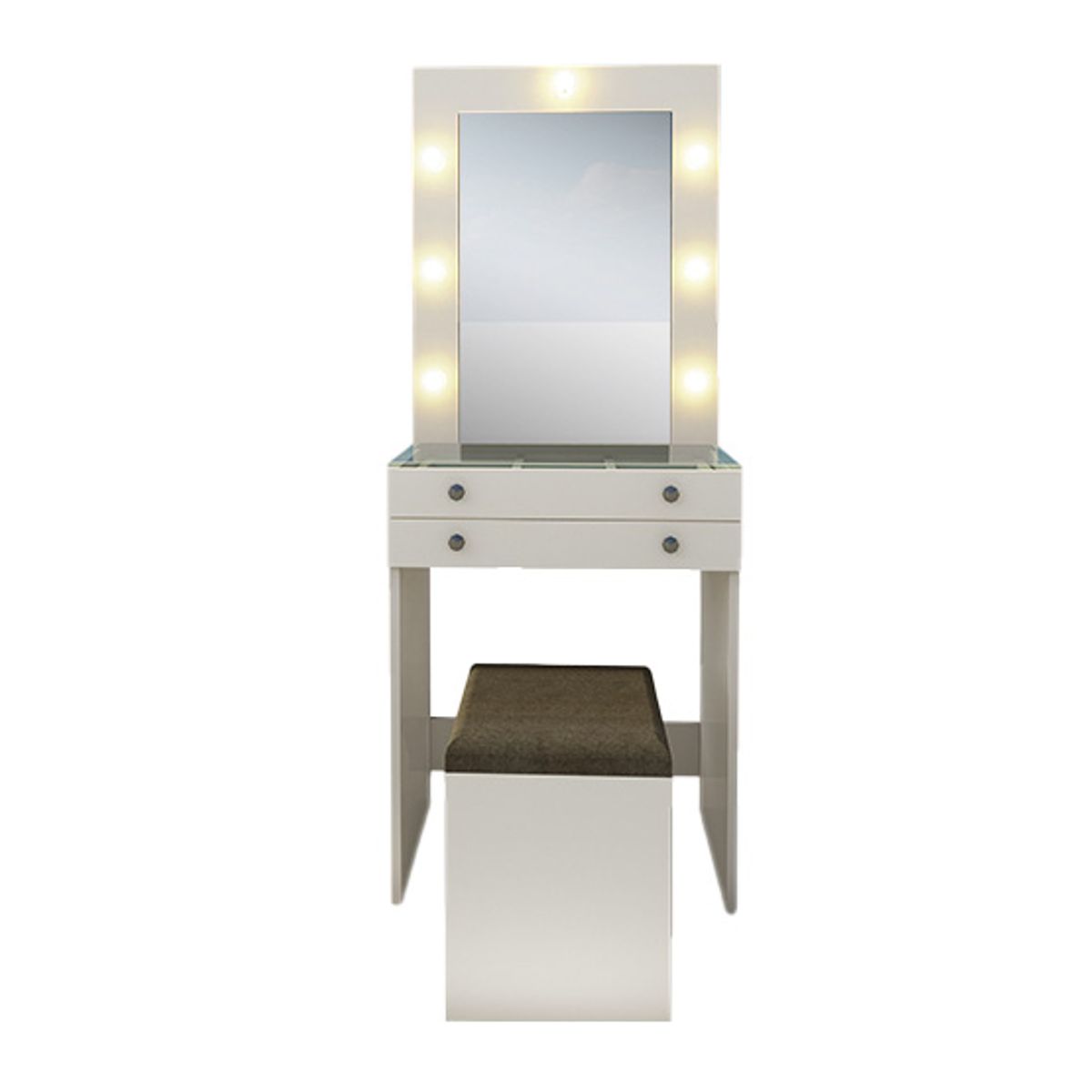 BARAKA HOME - Tocador Joyero Con Espejo Sandur Puff - Blanco