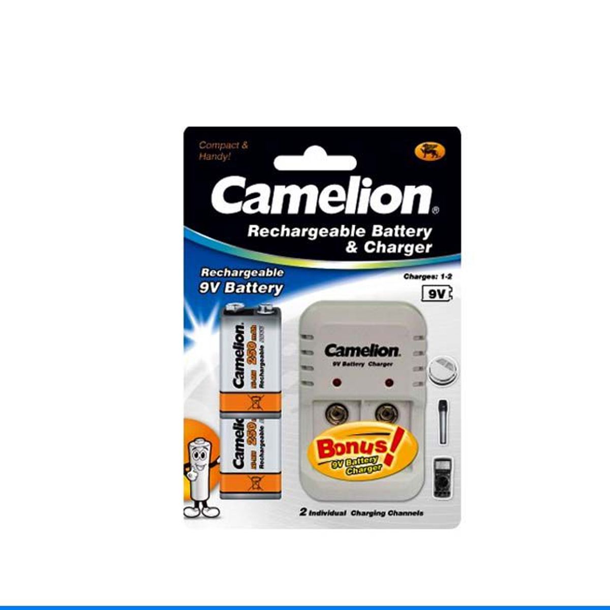 CAMELION - CARGADOR CAMELION BC-1020B + 2 BATERIAS 9V RECARGABLES
