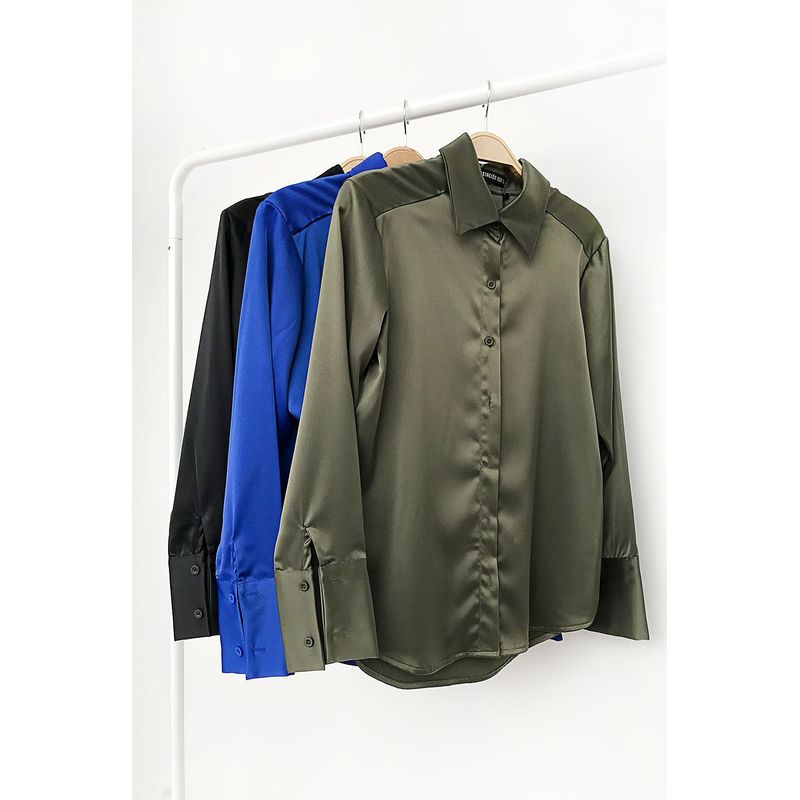 GENERICO - Blusa Seda Crepe Casual Esther Color Azul Estacion 108