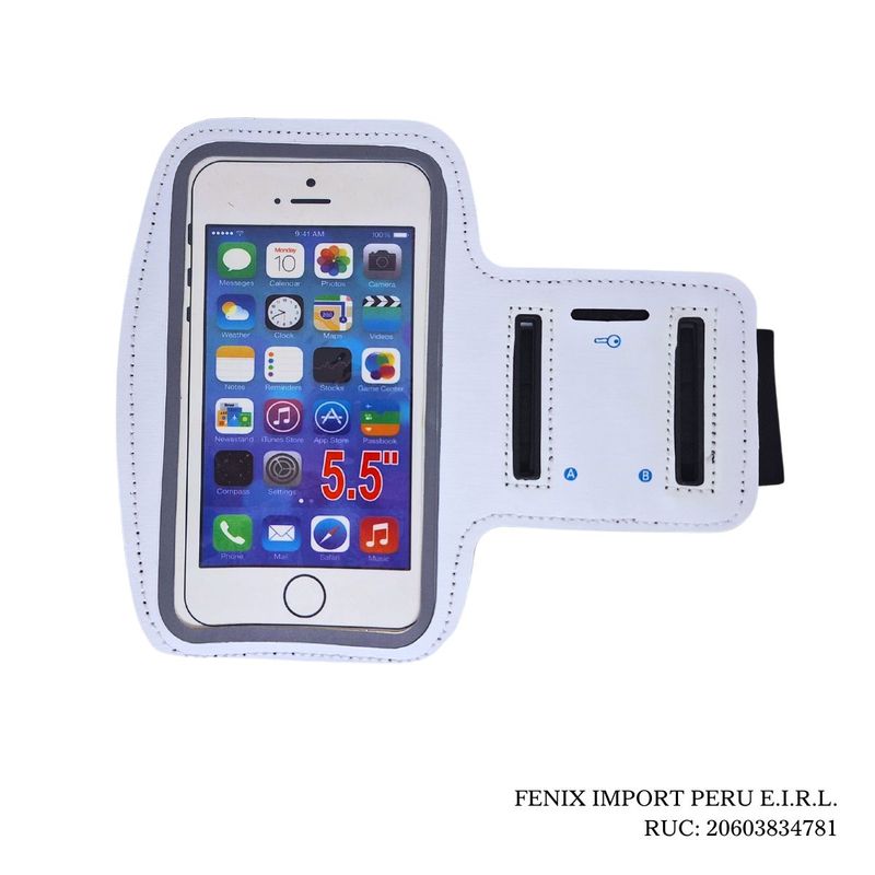 GENERICO - Bracera Deportiva Armband Ajustable Para Celular 6 Pulgadas Blanco