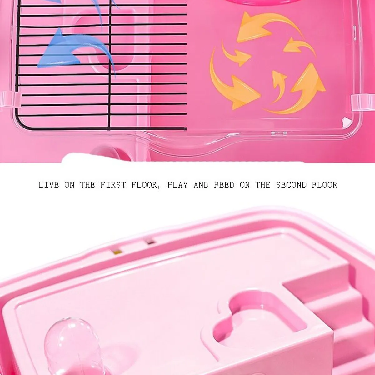 GENERICO - Jaula para Hamster Casa para roedor Grande equipada Rosado