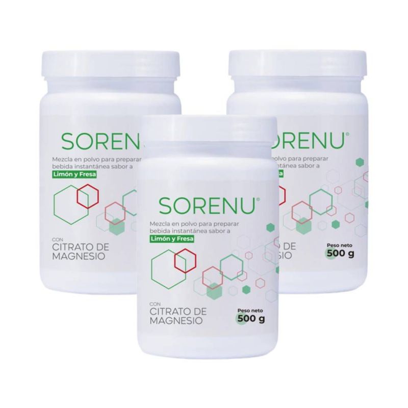 SORENU - Pack x 3 Mezcla instantanea con Citrato de magnesio 500gr - SORENU
