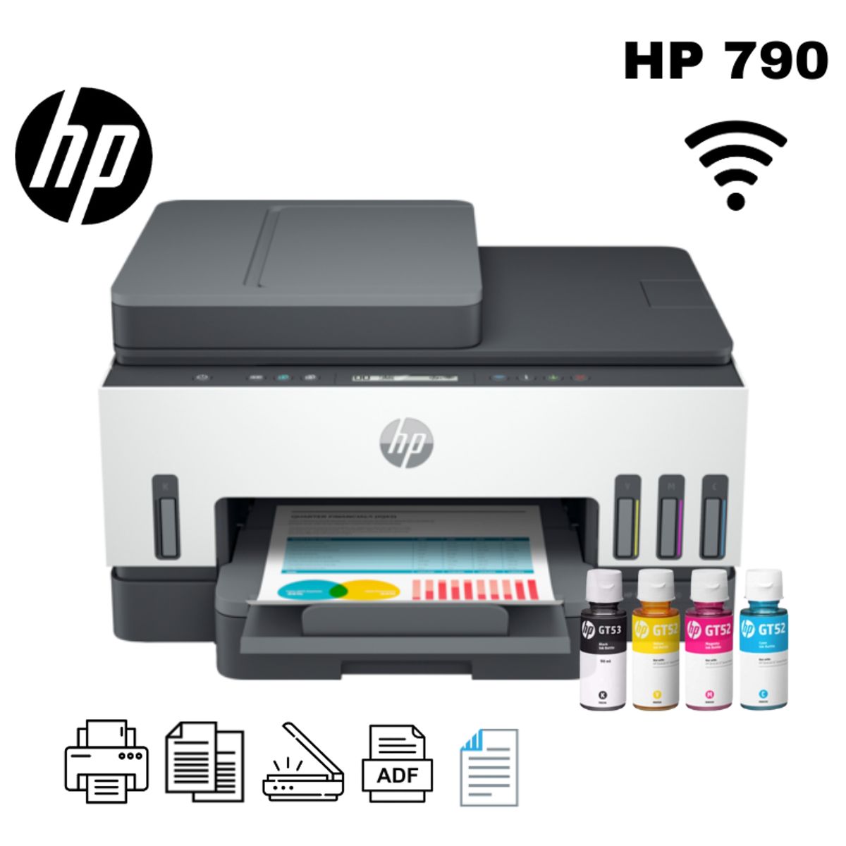 HP - Impresora Multifuncional HP Smart Tank 790 Wifi Duplex ADF Fax