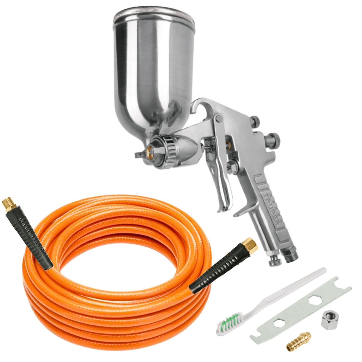 TRUPER - KIT PISTOLA DE AIRE PARA PINTAR PROFESIONAL MANGUERA 10 METROS TRUPER