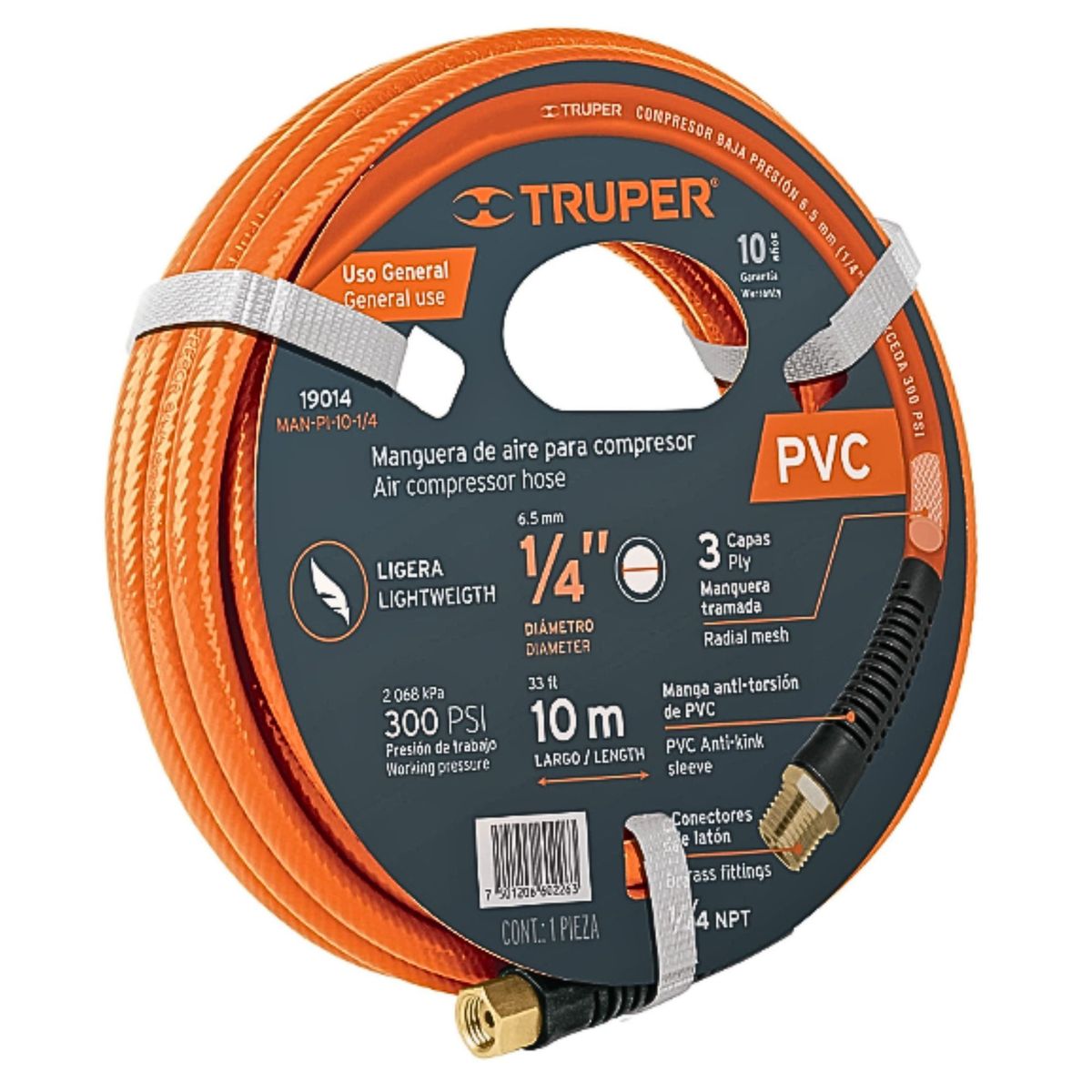 TRUPER - KIT PISTOLA DE AIRE PARA PINTAR PROFESIONAL MANGUERA 10 METROS TRUPER