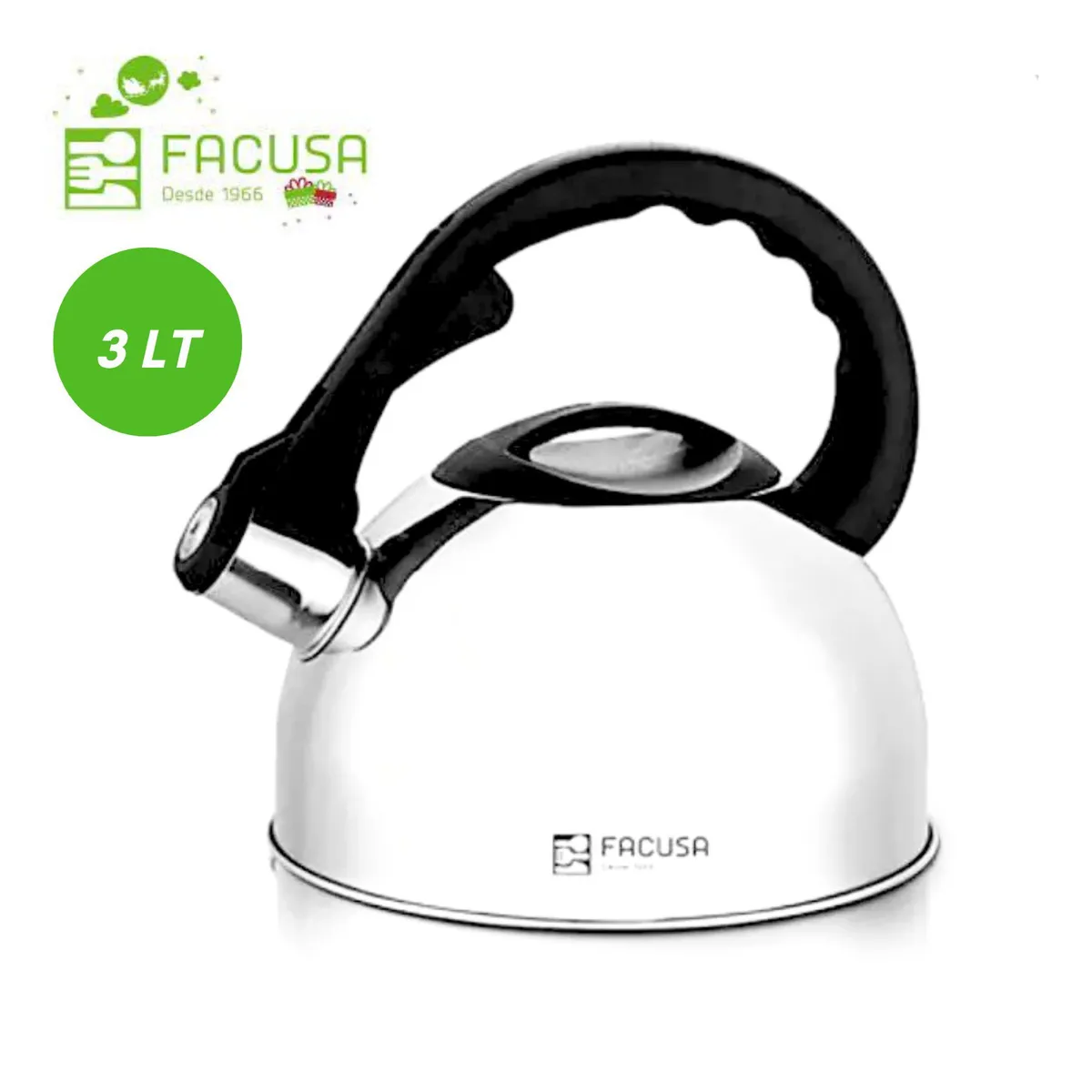 FACUSA - Tetera Facusa Elegant 3 Litros Acero Inoxidable Silbador