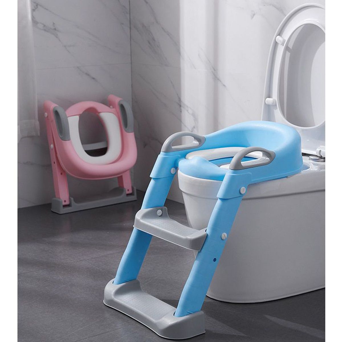 OEM - Asiento de Entrenamiento Ajustable para Inodoro Celeste