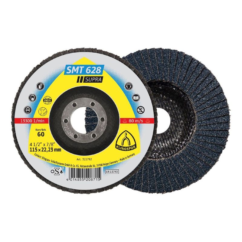 KLINGSPOR - Disco Flap 4 1/2" G60 /115x22.2mm Centro concavo - Pack x 20  und