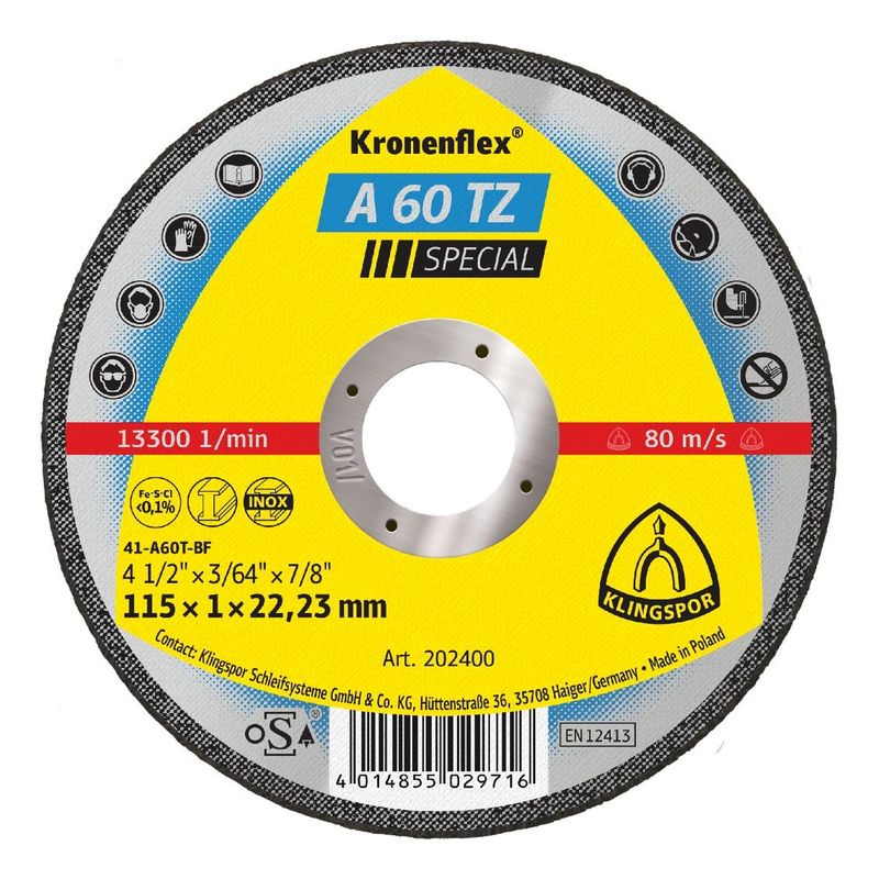 KLINGSPOR - Disco Corte 4-1/2"/Special/115x1x22.23mm - Pack x 20 und