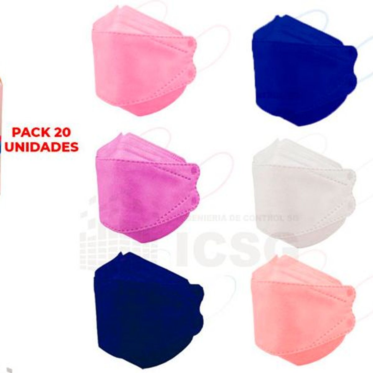 GENERICO - MASCARILLA KN95 FISH SHAPE - 100 unidades de colores/ PACK DE 5 CAJAS