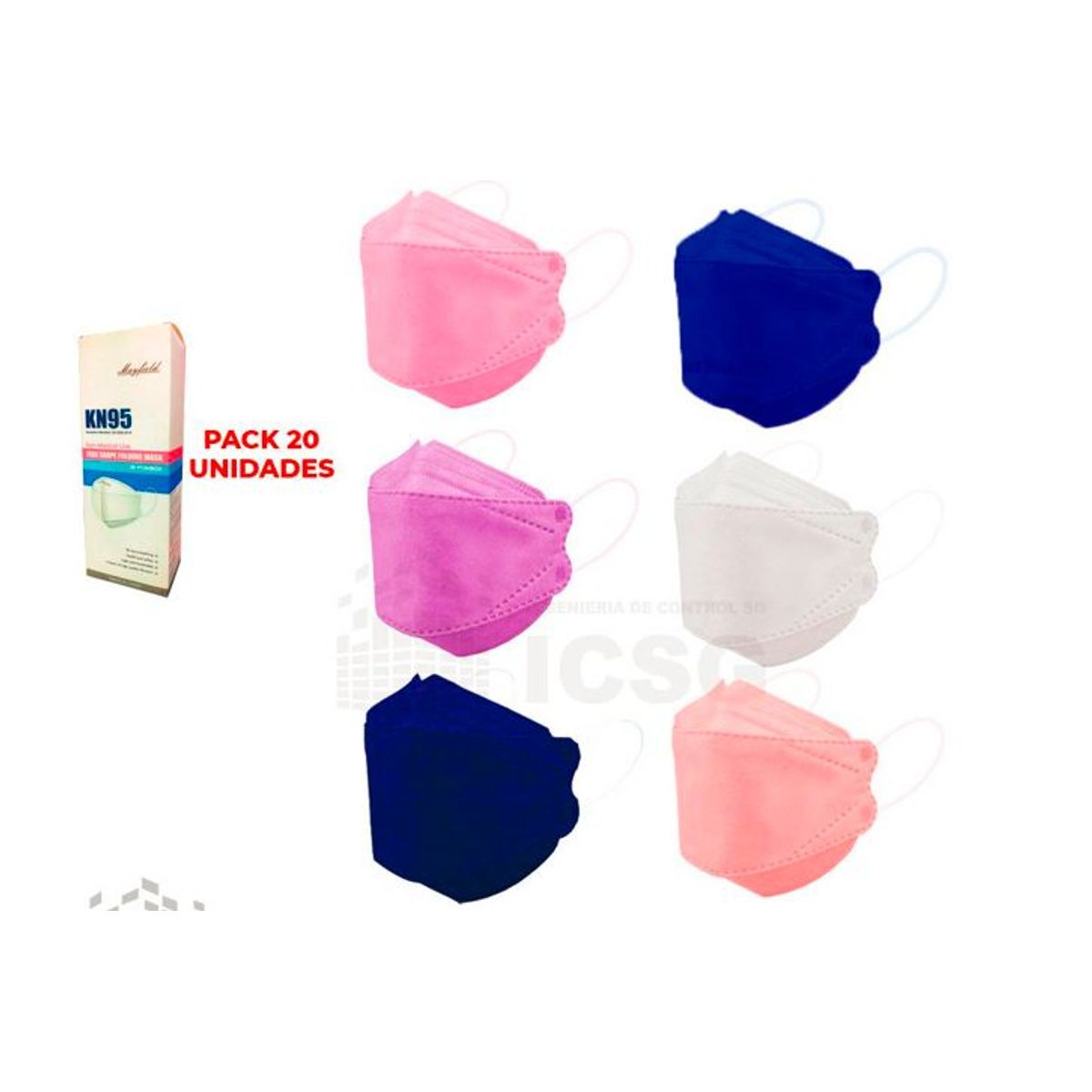 GENERICO - MASCARILLA KN95 FISH SHAPE - 100 unidades de colores/ PACK DE 5 CAJAS