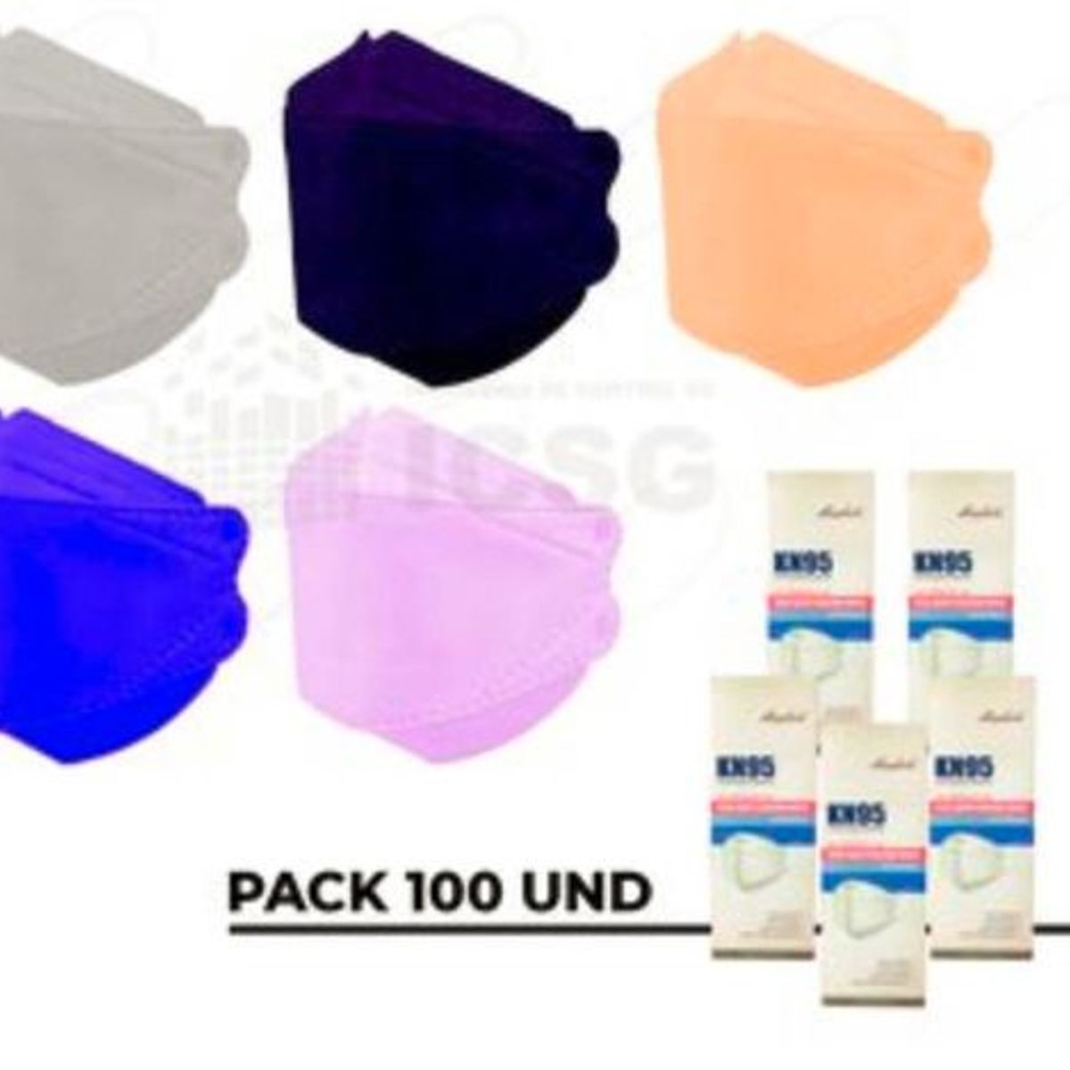 GENERICO - MASCARILLA KN95 FISH SHAPE - 100 unidades de colores/ PACK DE 5 CAJAS