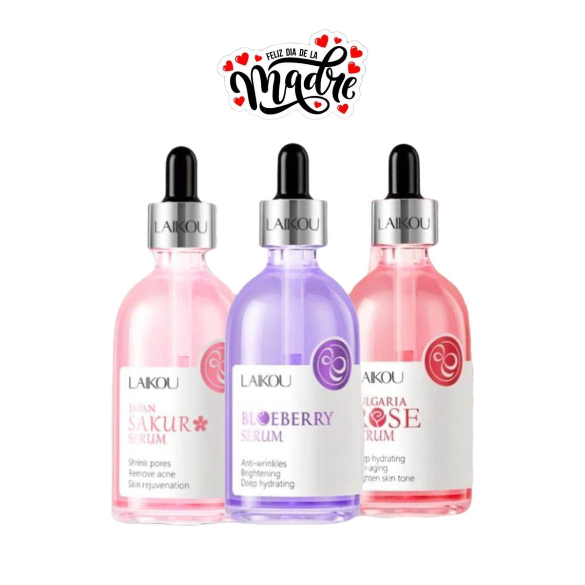 GENERICO - PACK 3 Serums Blueberry, Sakura Japan, bulgarian Rose - Laikou
