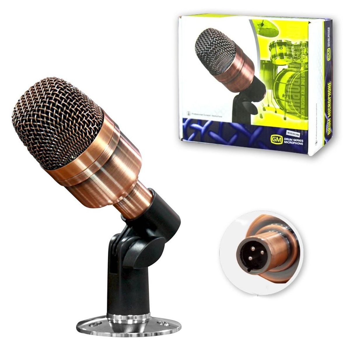 GENERICO - Micrófono Dinámico Profesional de percusión Bronce alámbrico Metálico